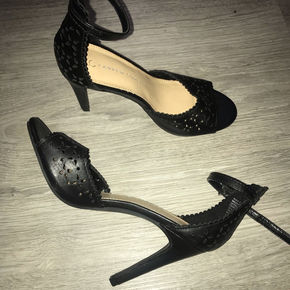 Black ankle strap heels Lauren Conrad open toe
